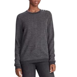 Lauren Ralph Lauren Plaid Size 100% Wool Multi Gray Sweater